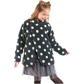 Resim Denokids Beyaz Puantiye Kız Çocuk Füme Mont Palto Renkli 