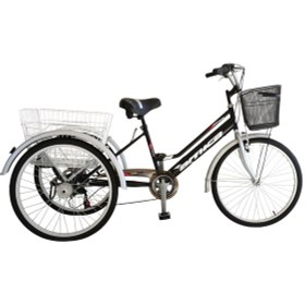 Resim Arnica Kargo 24" Jant 6 Vites Üç Tekerlekli Kargo Bisiklet Altın - Parlak Siyah 