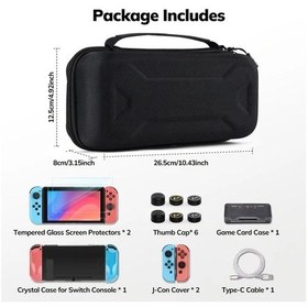 Resim Cloud011 14 Lü Nintendo Switch Aksesuar Seti - Orta Taşıma Çantası, Ekran Koruyucu, Black 