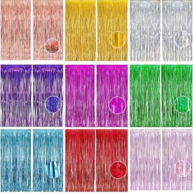 Resim 2 adet Metalik Folyo Püskül Arka Plan, 100.0 X 200.0 cm, Plastik Püskül, Fotoğraf Stüdyosu, Doğum Günü, Müzik, Dans, Noel Parti Süsleri, Cadılar Bayramı Parti Malzemeleri, 14 yaş ve üzeri için uygun 
