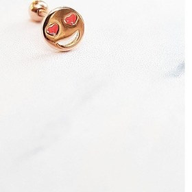 Resim Tekli Ithal Smile Heart Gümüş Piercing Küpe-5964 Gümüş 