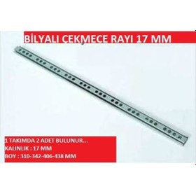 Resim 17Mm Bilyalı Çekmece Rayı (Genişlik= 1,7 Cm) Tüm Boyutlar (547862162) Gümüş 