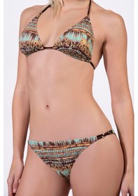 Resim Endeep Kadın Aksesuarlı Üçgen Lurex Kumaş Bikini Takımı Mavi 