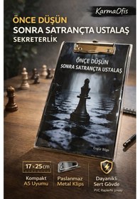 Resim Önce Düşün Sonra Satrançta Ustalaş Sekreterlik 17x25 Cm A5 Uyumlu Metal Klipsli Dayanıklı 