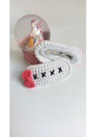 Resim Amigurumi Yeni Trend Beyaz Pembe Işlemeli 2'li Toka Seti Beyaz Te Çok Renkli 