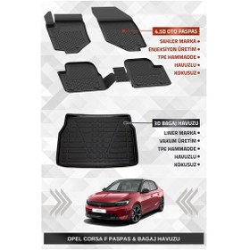 Resim Sahler Opel Corsa F 2020+ Uyumlu 4.5d Premium Havuzlu Oto Paspas Ve Liner Marka 3d Bagaj Havuzu 