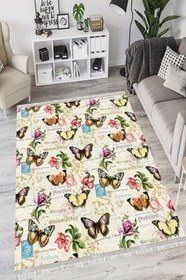 Resim Floral Punto Kaymaz Tabanlı Yıkanabilir Antibakteriyel Dijital Baskı Halı Yolluk, FL-2047A-PNT-100X200 