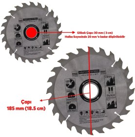 Resim Badem10 Ahşap Mdf Mobilya Tahta Sunta Dolap Kesme Testeresi Metal Elmas Testere 185 mm 40 Diş 