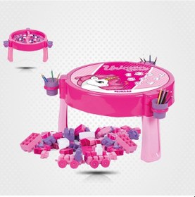 Resim Dolu Unicorn 100 Parça Mega Bloklu Aktivite Masası 2572 Pembe 