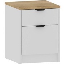 Resim Harmony Çekmeceli Kapaklı Keson Fonksiyonel 52x41x40 Cm Beyaz/meşe Modern Tasarım 