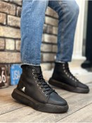 Resim Evla Shoes Bağcıklı Erkek Yüksek Taban Siyah Spor Bot 