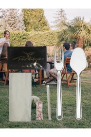 Resim ELFUMER Piknik Set 40 Adet Kullan At Çatal Kaşık Peçete Tuz Islak Mendil Kürdan Ikram Seti 6 Lı 