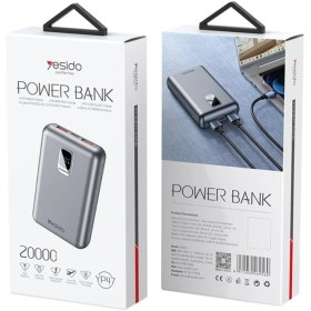 Resim YESIDO YP47 20.000 mAh Dijital Göstergeli 22.5W USB3.0 ve 20W Type-C Çıkışlı PD Hızlı Şarj Powerbank - Gri 