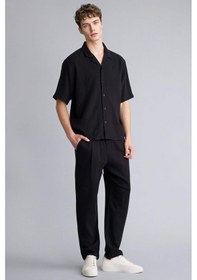 Resim DeFacto %100 Pamuk Relax Fit Rahat Kesim Yazlık Müslin Kısa Paça Pamuklu Jogger Pantolon D6144AX25SMBK81 