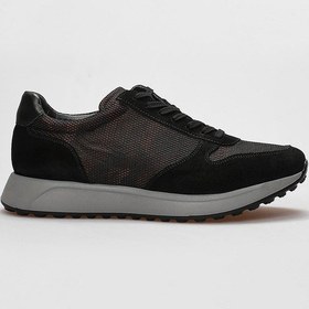 Resim Cabani Hakiki Deri Siyah Kamuflaj Bağcıklı Erkek Spor Ayakkabı Siyah 