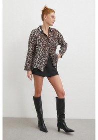 Resim Never More Leopar Desen Gömlek Siyah Siyah 