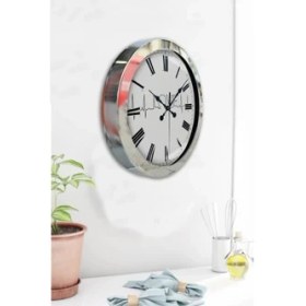 Resim Bahat Krom Çerçeveli Salon Ofis Duvar Saati 36 cm 