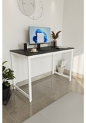Resim Siyah/beyaz 120x60 Çalışma Masası, Bilgisayar Masası, Ofis Masası, Metal Ayaklı Siyah - Beyaz 