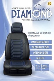 Resim Honda ZR-V ile Uyumlu Lüx Deri Oto Koltuk Kılıfı Ön Arka Takım Exclusive SİYAH MAVİ 