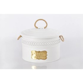 Resim Evistro Metal Ekmeklik Ekmek Saklama Kutusu Desenli Beyaz 