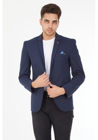 Resim Sposo 5109 Dar Kalıp Yarım Astarlı Lacivert Erkek Blazer Ceket Lacivert 