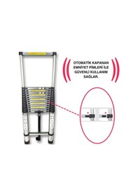 Resim Endokon 540 Cm. - 14 Basamaklı Teleskopik Alüminyum Merdiven - I Tipi Uzayan Merdiven 