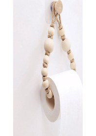 Resim 2'li Hand Wood Dekoratif Hasır ve Makrome Tuvalet Kağıdı Tutucu 