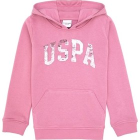 Resim U.S. Polo Assn. Kız Çocuk Pembe Payet İşlemeli Kapüşonlu Basic Sweatshirt 50314312-VR167 
