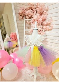 Resim H L Y Karol Tasarım İce Cream Beyaz Romper Kız Bebek Elbise,doğum Günü Elbise,fotoğraf Çekim Elbise,0-3 Yaş Uygun Beyaz 