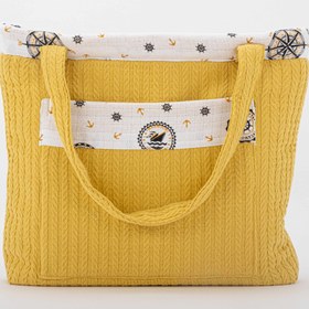 Resim Bebek Bakım Çantası - Hardal Örgü - Sarı Gemili 