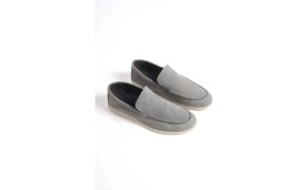 Resim Mubiano Hakiki Deri -MBKRY22103GR Gri Nubuk Erkek Loafer 
