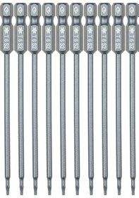 Resim Geeksen 10 Parçalı S2 Çelik Manyetik Tornavida Uç Seti - 1/4 İnç Sürücü, 100mm Uzunluk 