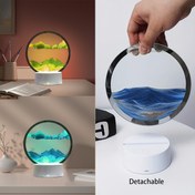 Resim 1 adet Rüya Gibi Hızlı Kum Boyama RGB Sanat Masa Lambası, 3D Dinamik Derin Deniz Manzarası, Yuvarlak Cam Hızlı Kum Boyama, Ayarlanabilir Hızlı Kum Gece Lambası, Ofis Oturma Odası Yatak Odası Komodin Dekorasyon Gece Lambası 