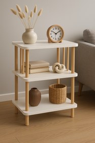 Resim PEKA Modern Çevir Kur 2 Raflı Köşe Ve Yan Sehpa – Çok Amaçlı Fiskos Sehpa 