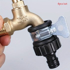 Resim 4 adet/takım Evrensel Su Musluğu Adaptörü, Hızlı Bağlantı Plastik Hortum Bağlantı Elemanı, Araba Yıkama ve Bahçe Sulama için Musluk Bağlayıcı, Avrupa ve Amerika Standart Gövde 
