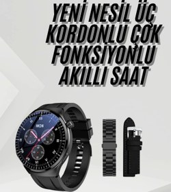 Resim ÇAVDAR Amoled Ekran Metal Deri Silikon Kordonlu Uyku ve Sağlık Takibi 