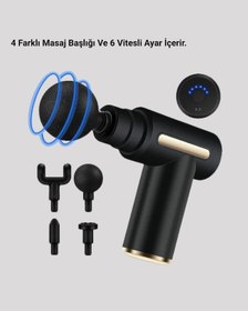 Resim Derin Doku Masaj Tabancası 4 Başlık 6 Kademeli Sessiz Güç Şarjlı Kas Gevşetici Çok Renkli 