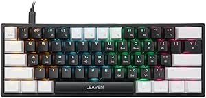 Resim Valkyrie Leaven K620 Blue Switch Mekanik Gaming Oyun Klavyesi RGB 61 Key Mavi Tuş Type-C Klavye Beyaz-Siyah 