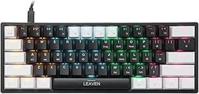 Resim Valkyrie Leaven K620 Blue Switch Mekanik Gaming Oyun Klavyesi RGB 61 Key Mavi Tuş Type-C Klavye Beyaz-Siyah 