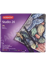 Resim Derwent Studio Pencils Kuruboya Kalemi Teneke Kutu 24 Renk 