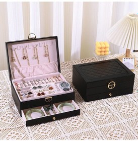 Resim İki Katmanlı 1 Çekmeceli Takı Kutusu - Büyük Kapasiteli 