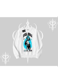 Resim Biskilet Sweatshirt Anime Cyberpunk Kız Baskılı Beyaz 