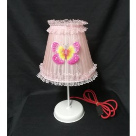 Resim Pembe Kelebek Kız Çocuk Odası Yatak Odası Abajuru 