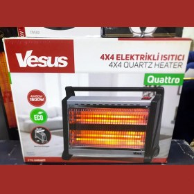 Resim Vesus Şömine Tipi Elektrikli Isıtıcı 1800W Quattro 4x4 Quartz Isıtma 