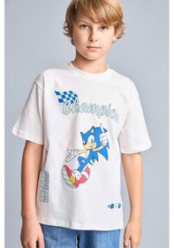 Resim Defacto Sonıc The Hedgehog Lisanslı New Regular Fıt Bisiklet Yaka Kısa Kollu Ecru Tişört Erkek Çocuk H8433a826hser105 Ekru-er105 