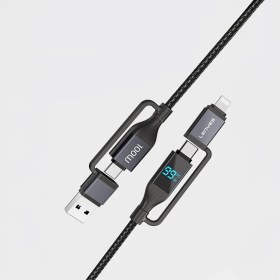 Resim Lenyes LC542 Dijital Göstergeli 4in1 USB-A - Type-C + Type-C to Lightning 100W 1M - Siyah 