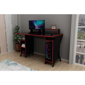 Resim Milano Oyuncu Masası , Siyah - Kırmızı, 120 cm Siyah 