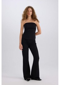 Resim DeFacto Flare Fit Düz Paça Uzun Boy Bürümcük Pantolon E1870AX24WNBK81 Siyah 
