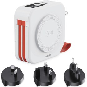 Resim Philips DLP4347CW/00 Çok Fonksiyonlu Standlı 10.000 Mah Dahili Usb-C ve Lightning Kablolu Magsafe Hızlı Şarj Powerbank 1xusb-A, 1xusb-C, Seyehat Duvar Şarj Cihazı, Beyaz 