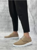 Resim aradimtaradim BA0003 Bağcıklı Klasik Spor Keten Hardal Beyaz Taban Casual Erkek Ayakkabı 